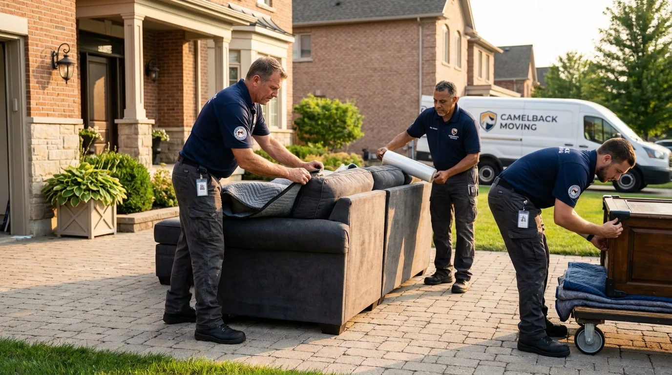 Large estate moving crew wrapping furniture in Hutchinson, KS