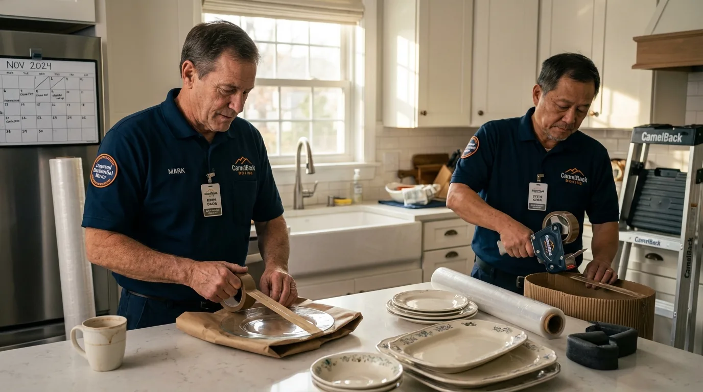 Professional crew packing kitchen dishware in Hutchinson, KS